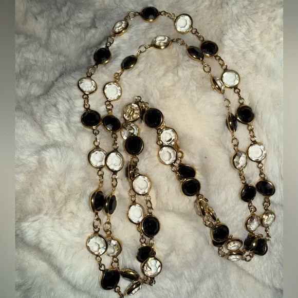 Vintage Swarovski Black and Gold Necklace - Picture 9 of 14